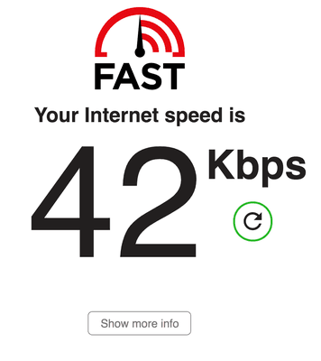 Currently getting 42 kbps