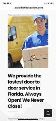 Providing fast courier deliveries messenger service in Florida 24/7. We never close!