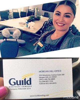 Crystal Lopez traveled to Morgan Hill to massage 12 associates at Guild Mortgage Company. Reserve your company chair massage event today!