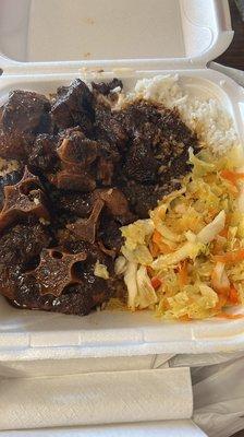 Oxtail with rice and steamed veggies