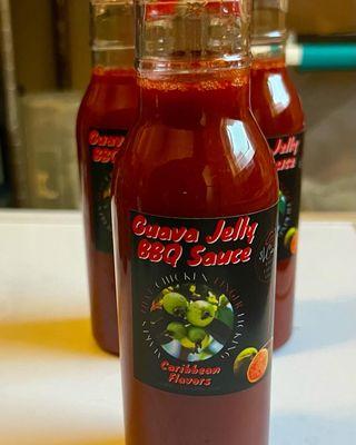 Our Sweet and flavor full Lip Smacking Guava Jelly Barbecue Sauce. This sauce is made with a guava paste base and lots of caribbean herbs.