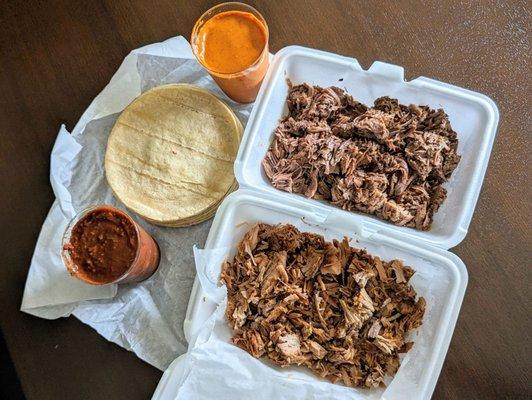 Carnitas, Barbacoa, Tortilla, and Salsa | Instagram: @telephonesmoothie