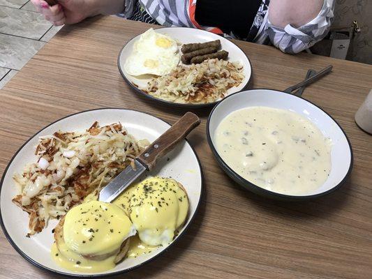 The Eggs Benedict, Biscuits & Gravy, and 2-2-2 Breakfast at the Tasty Cafe in Eldridge, Iowa