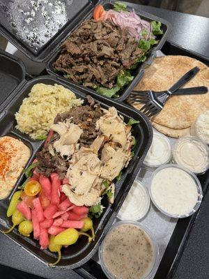 Beef and chicken combo and beef salad (half order)