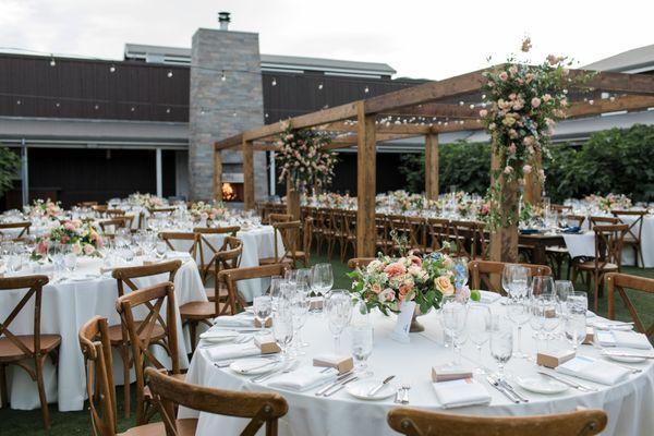 Beautiful wedding reception at Carneros Resort and Spa, Napa