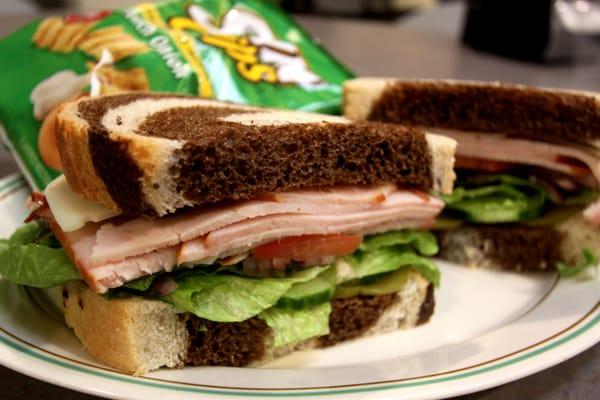 Half Turkey Sandwich on Marble Rye