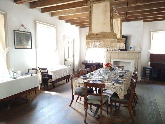 Main dining room of museum, displayed during the boarding house period.