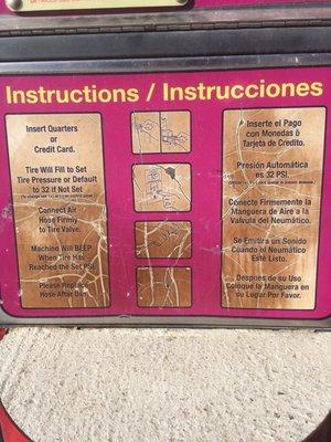 A close up of instructions on how machine works.