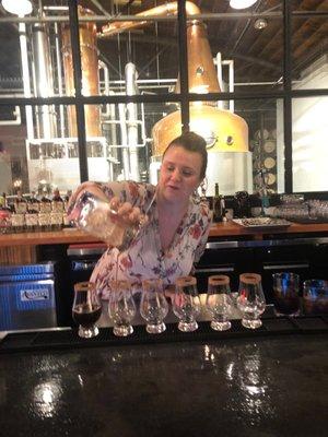 Megan pouring cocktails at a class she hosted at High Wire.