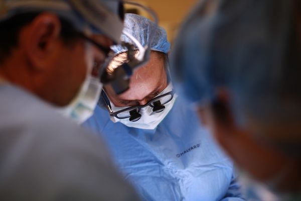 Dr. Sabra and Dr. Brady in the operating room