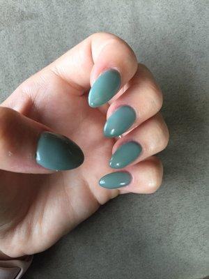 Beautiful almond shape! Love this color too! (Just ignore my dry hands!)