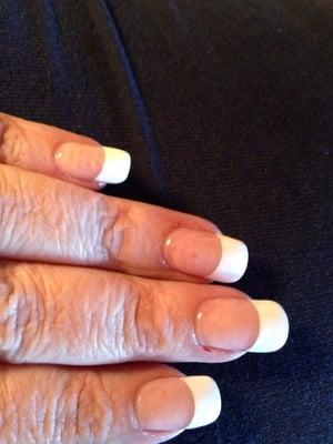 I told the nail tech that I would be attending my daughter's wedding this week. But he cut my cuticles left my nails with lines.