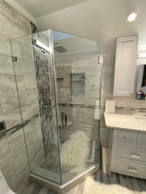 Bathroom project. Floor, wall and border all from Central Tile.