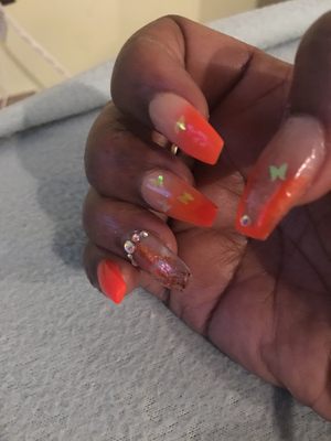 Ombré with encapsulated butterflies