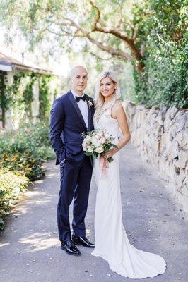 The stunning bride and groom at San Ysidro Ranch.