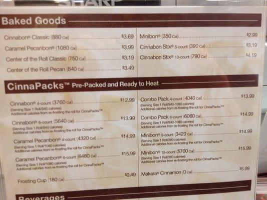 Prices/menu as of January, 2015