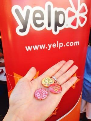 Won some Yelp buttons at the Moiliili Summer Fest Yelp Booth.