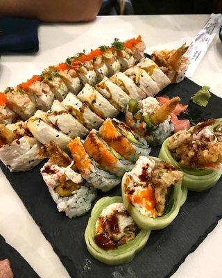 Passion roll, poboy roll, rock and roll, and soft shell crab Naruto