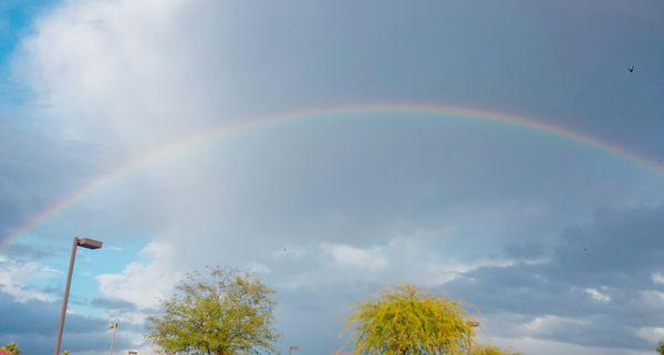 A rainbow after a hailstorm.