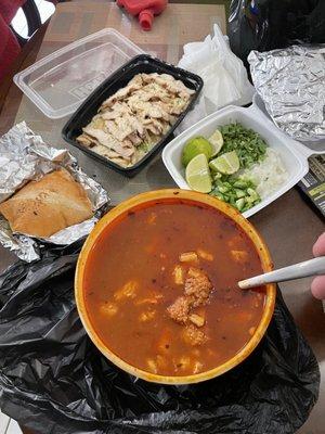 Large Menudo & chicken Alfredo