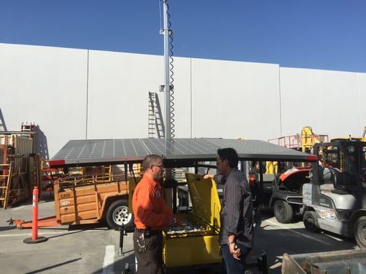 Training of Solar Light Tower to new Equipment Rental Yard Worker in LA  www.SolarLightingTower.com