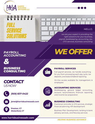 Payroll, bookkeeping, financial consulting