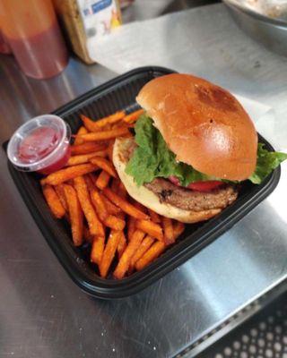 Turkey Burger With Sweet potato fries