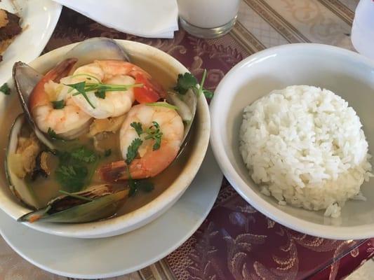 Seafood soup! Hearty and full of flavor. Small portion is plenty and only $8.