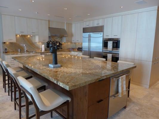 Custom Hand carved Backsplash in the River Design.  Add a touch of elegance to your kitchen.