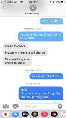 Had to message him again since he didn't reply to my first message.  There's no way we got a toll fee either.