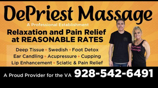 Relaxation and Pain Relief at Reasonable Rates.  Licensed and Professional.