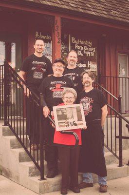 Johnnies' wife, three sons, and grandson.