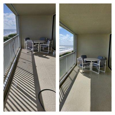 Condo Patio Cleaning on Satellite Beach Florida. Squeegee Clean Windows