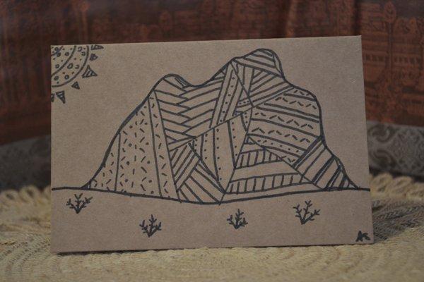 Blank inside geometric mountain hand-drawn card