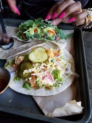 Shrimp and truffle steak taco