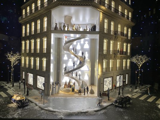 Street display at Saks fifth avenue holiday display 2023