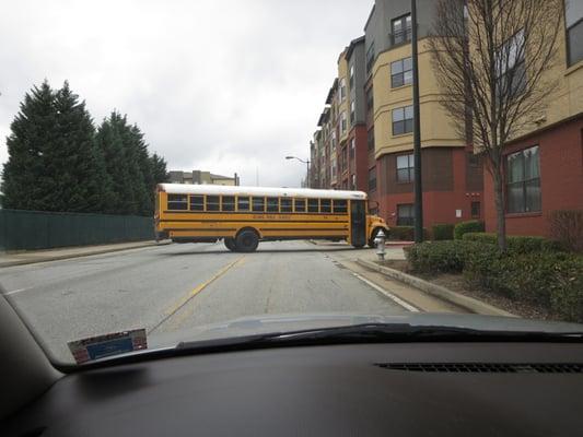 APS school bus spotted making a U-turn on 16th St. NW between Mecaslin and Village.