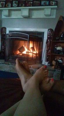 Couples Foot Fun in front of the Flames#!