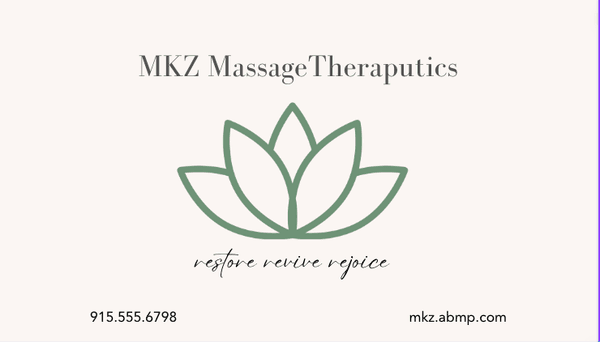 Business card design for a Licensed Massage Therapist.