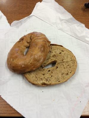 A stale "blueberry" bagel.