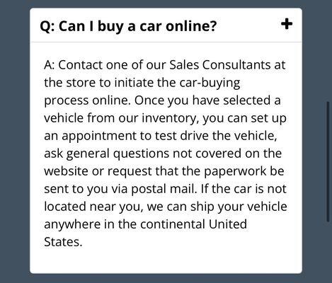 First snippet from dealership's website.