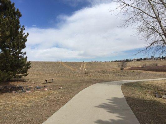 Both gravel and concrete walking/biking paths