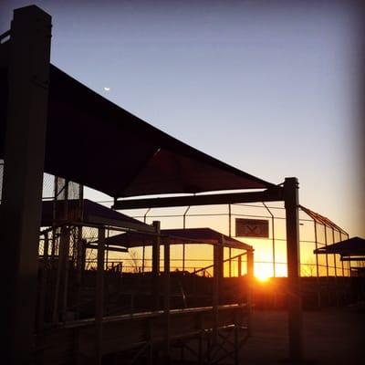 Shade covers we put up for Armenta Inc. Finished as the sun was setting.