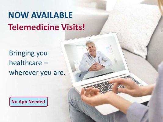 Telemedicine Visits Now Available!