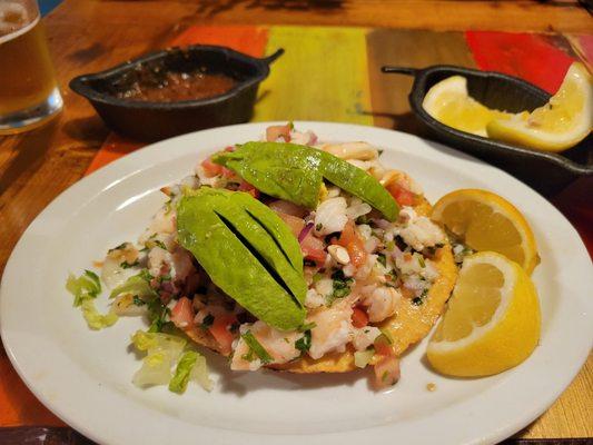 Ceviche starter. Very good. Mix of fish and shrimp