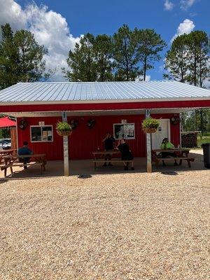 little red building