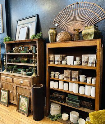 We love mixing vintage goods with new home decor and gifts.