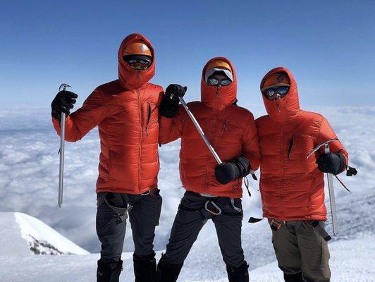 At the Summit of Mt. Rainier - fortunately the weather opened up (something that is obviously out of control for RMI)!