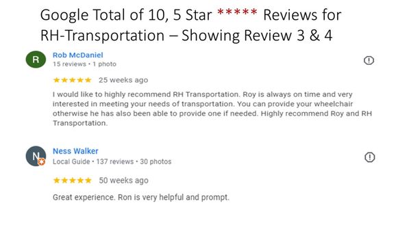 Google 10, 5 Star Rewiews, Showing Review 3 & 4