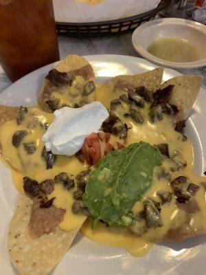 Half order beef fajita nachos